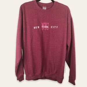 WALI USA Retro Heathered Red New York City NYC Pullover Lounge Sweatshirt